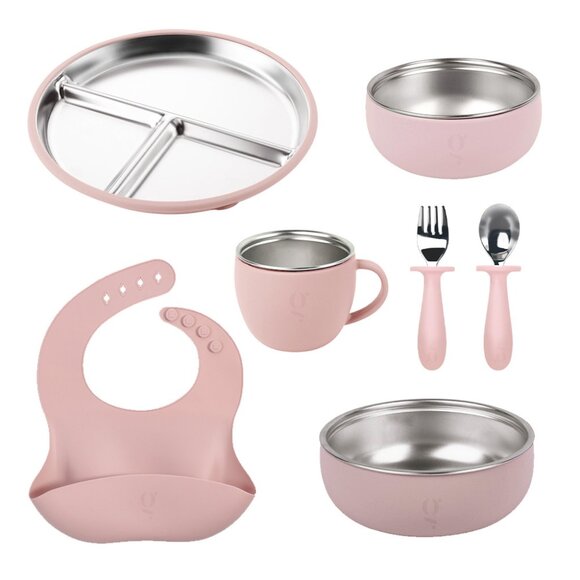 Greenwalnut 7-Piece Silicone & Stainless Steel Kids Dinnerware Set | Feeding Set - Picture 7 of 8